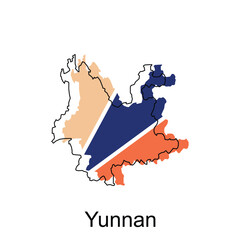 High detailed vector map of Yunnan modern outline, Logo Vector Design. Abstract, designs concept, logo, logotype element for template.