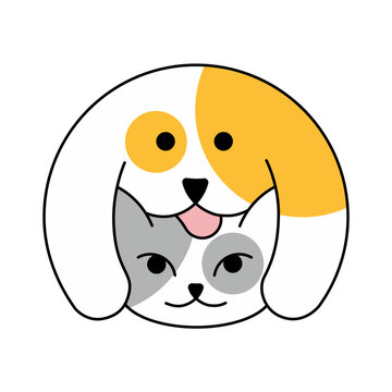 vector illustration cute dog and cat friend cartoon
