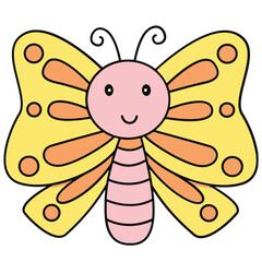 cute butterfly on white background.