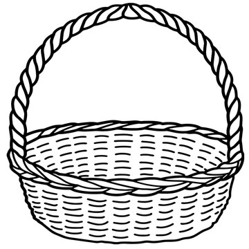weaving basket, illustration, vector