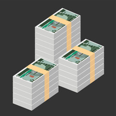 Guatemalan Quetzal Vector Illustration. Guatemala money set bundle banknotes. Paper money 1 GTQ. Flat style. Isolated on white background. Simple minimal design.