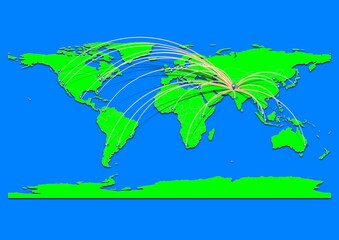 Naklejka premium Vibrant Multan, Pakistan map - Export concept map for Multan, Pakistan on World map. Suitable for export concepts. File is suitable for digital editing and prints of all sizes.