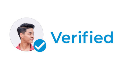 A blue checkmark next to a profile picture. A verified personal social media account indicated by a...
