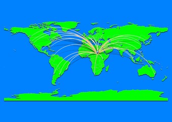 Naklejka premium Vibrant Nyala, Sudan map - Export concept map for Nyala, Sudan on World map. Suitable for export concepts. File is suitable for digital editing and prints of all sizes.