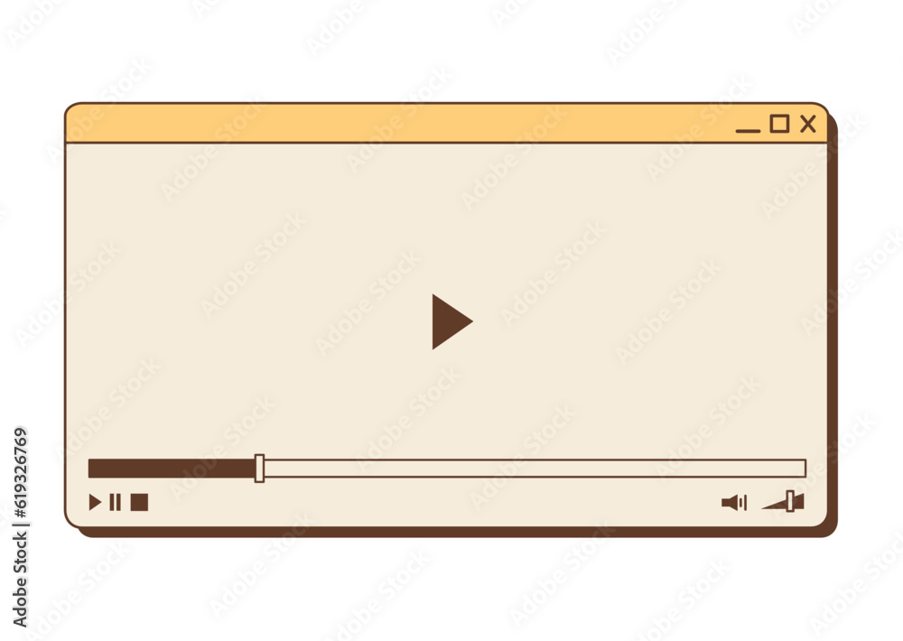 Poster vector y2k video player window. nostalgic ui. retro vaporwave computer interface. multimedia frame l