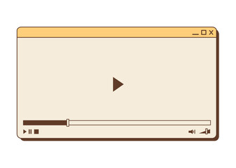 Vector y2k video player window. Nostalgic UI. Retro vaporwave computer interface. Multimedia frame layout with progress bar. Watching video. Vector flat style illustration.