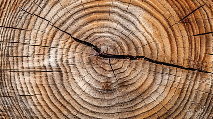 Fototapeta premium Wood texture of cut tree trunk, close-up. Generative Ai