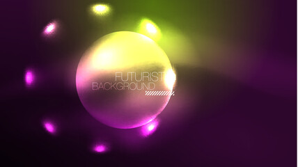 Circles with bright neon shiny light effects, abstract background wallpaper design