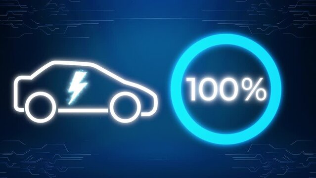 EV Car Electric car dashboard display. Electric Car Charging Indicating.