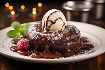 Cream chocolate and raspberries mint leaf galore gourmet coconut ice generative ai