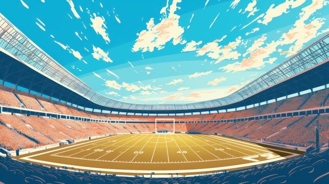 Football stadium in retro style. Generative AI