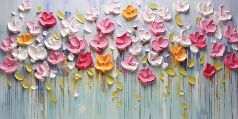 Floral palette knife painting created using generative AI tools
