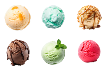 Ice cream balls on a transparent background. Scoops