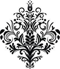 Vintage damask baroque ornament with floral retro antique style. Acanthus pattern foliage swirl design element wedding decoration. Isolated element.