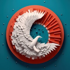 Red White, and Blue in Paper Minimalistic 3D Craft Style Illustration for Independence Day.