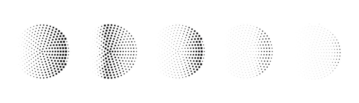 circles with square halftone  vector isolated set