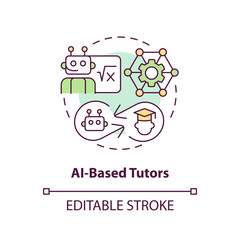2D multicolor icon representing AI-based tutors, isolated vector illustration of futuristic learning, innovation in education.