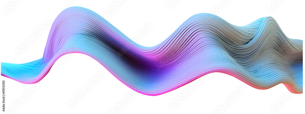 Poster 3d rendering multicolored flowing abstract iridescent shape. generative ai