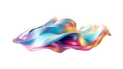 Obraz premium 3d rendering multi-colored flowing abstract iridescent wave shape. Generative ai