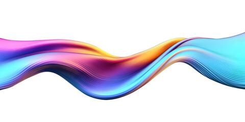 3d rendering multi colored flowing abstract iridescent wave shape. Generative ai - obrazy, fototapety, plakaty