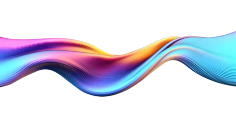 Poster 3d rendering multi colored flowing abstract iridescent wave shape. Generative ai © SRITE KHATUN