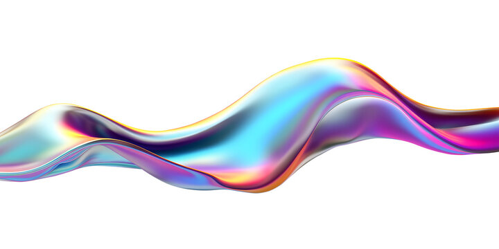 3d rendering multicolored flowing abstract iridescent shape. Generative ai