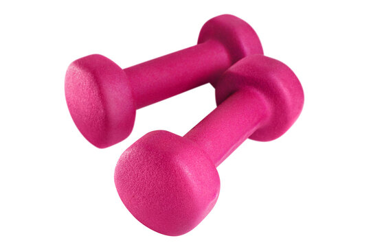 Pair of pink dumbbells cut out