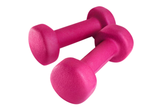 Pair of pink dumbbells cut out