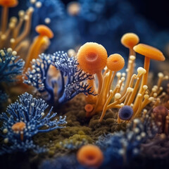 Obraz na płótnie Canvas Fungi Algae Plants and Protozoa extreme closeup. Generative AI