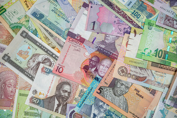 variety of South African Rand banknotes.