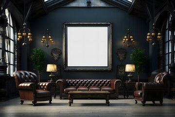 mock-up living room interior with a mock up Frame