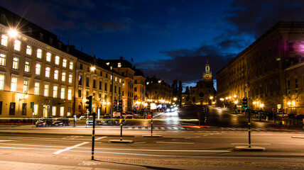 Fototapeta na wymiar Nighttime Stockholm: Long Exposure Delights
