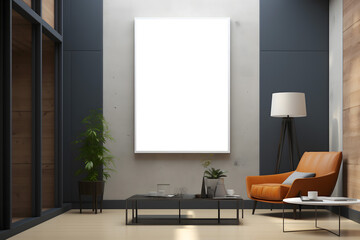 mock-up living room interior with a mock up Frame