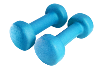 Pair of blue dumbbells cut out