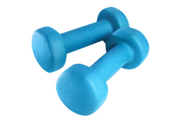 Pair of blue dumbbells cut out