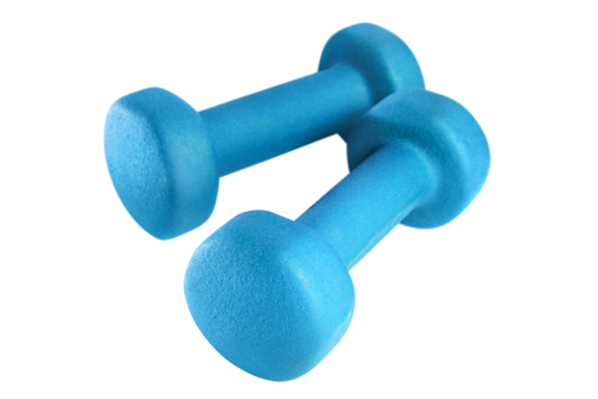 Pair of blue dumbbells cut out