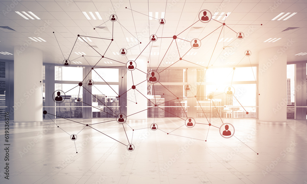 Wall mural networking and wireless connection as concept for effective modern business