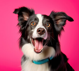 Portrait of Beautiful Cute Border Collie Dog extreme closeup. Generative AI