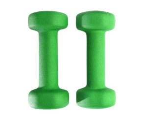 Pair of green dumbbells cut out