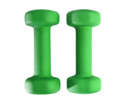 Pair of green dumbbells cut out