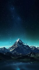 Night sky with starts and mountain background. AI Generated