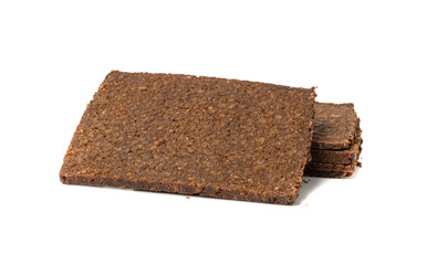 Black Bread Slices Isolated, Brown Organic Cereal Bread Pieces, Sliced Black Loaf Slices, Rye Bread