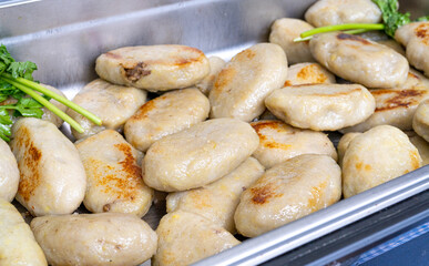 Big Potato Pancakes Kolduny, Draniki Stuffed Dumplings, Deruny, Kalduny Potato Latkes, Latkas Street Food