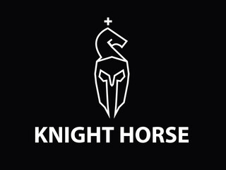 knight horse chess outline vector logo concept 