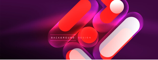 Neon circle abstract background. Template for wallpaper, banner, presentation, background