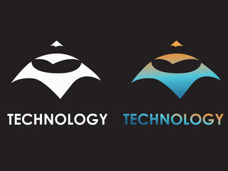 conical path section technology vector logo concept
