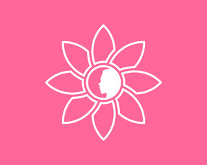 Fototapeta premium Flower line with beauty woman face in the middle