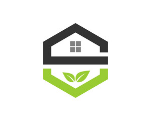 Obraz premium S Letter home and leaf vector logo