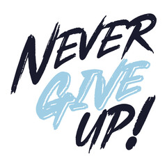 Never Give up, lettering, Calligraphy. positive phrase graphic resources
