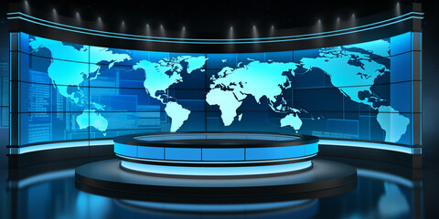3D World News Background, digital world breaking news Studio Background for news
